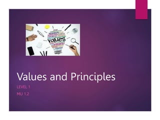 Values and Principles
LEVEL 1
MU 1.2
 