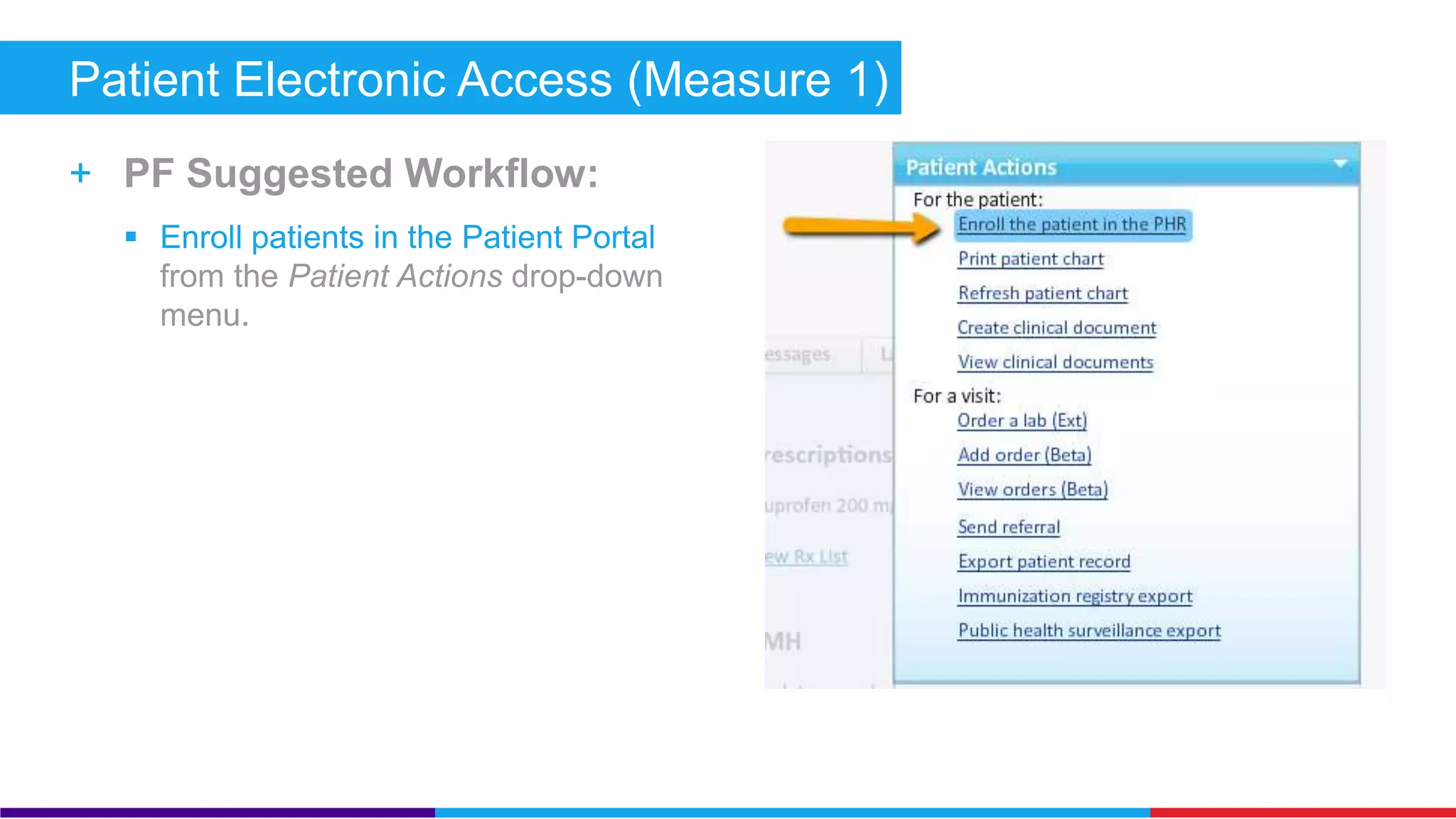 Brand New Measures 
+ Patient Electronic Access & View/Download/Transmit (Core) 
+ Secure Electronic Messaging (Core) 
+ Imaging Results (Menu) 
+ Electronic Notes (Menu) 
+ Family History (Menu) 
+ Cancer Case Registry (Menu)* 
+ Specific Case Registry (Menu)* 
*Practice Fusion does not support this measure at this time. Achieving 
not required to meet Meaningful Use. 
 