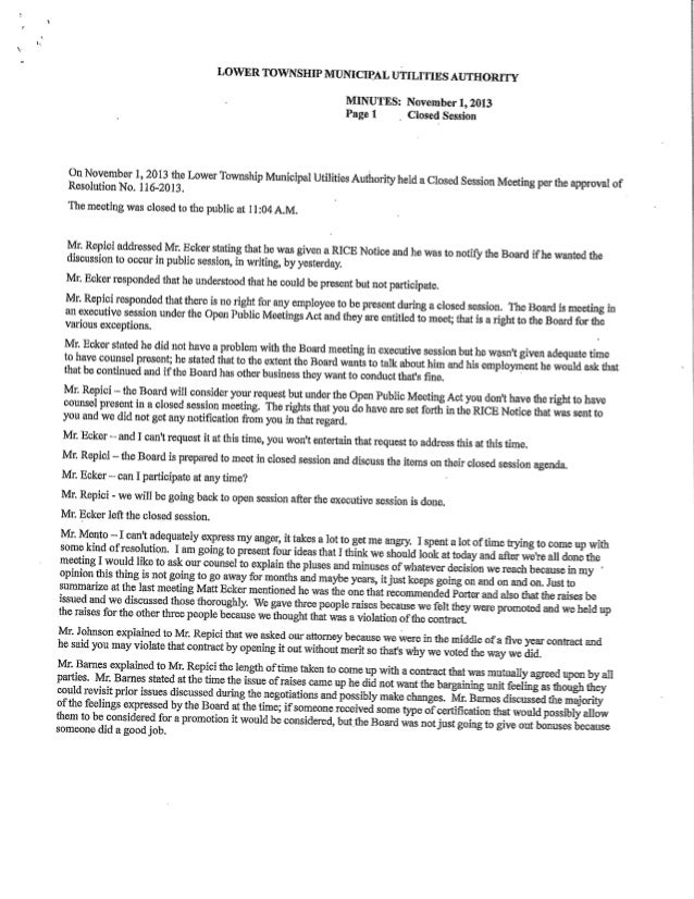 MUA Closed Session Minutes