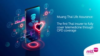 Muang Thai Life Assurance:
The first Thai insurer to fully
cover telemedicine through
OPD coverage
 