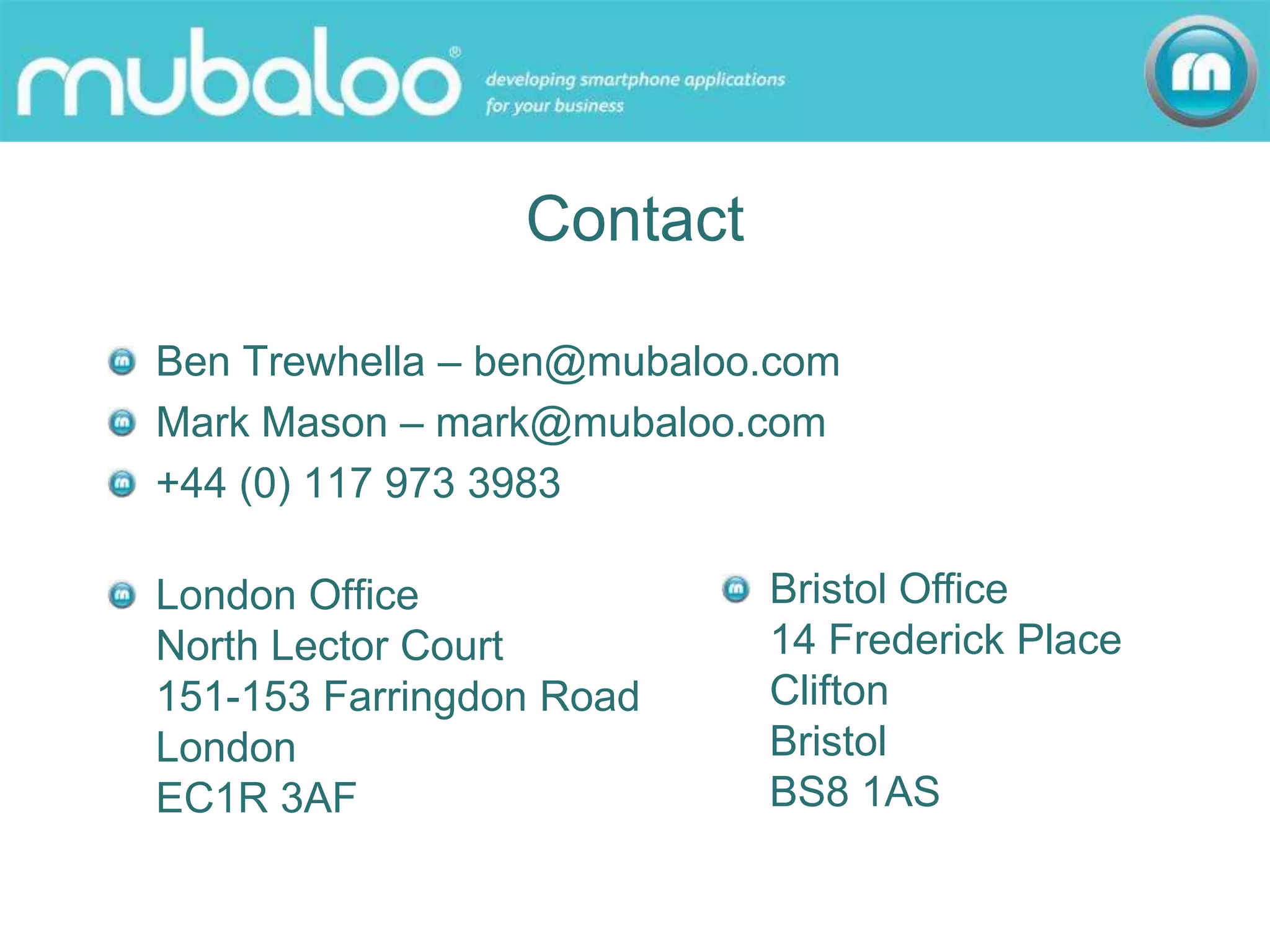 Mubaloo Credentials 1 June 09