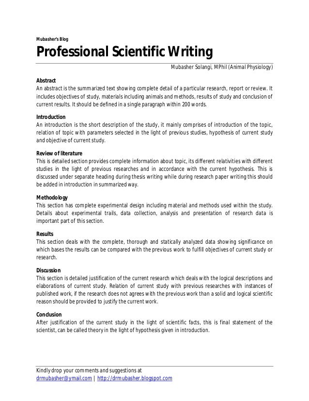 How to write a scientific report picture