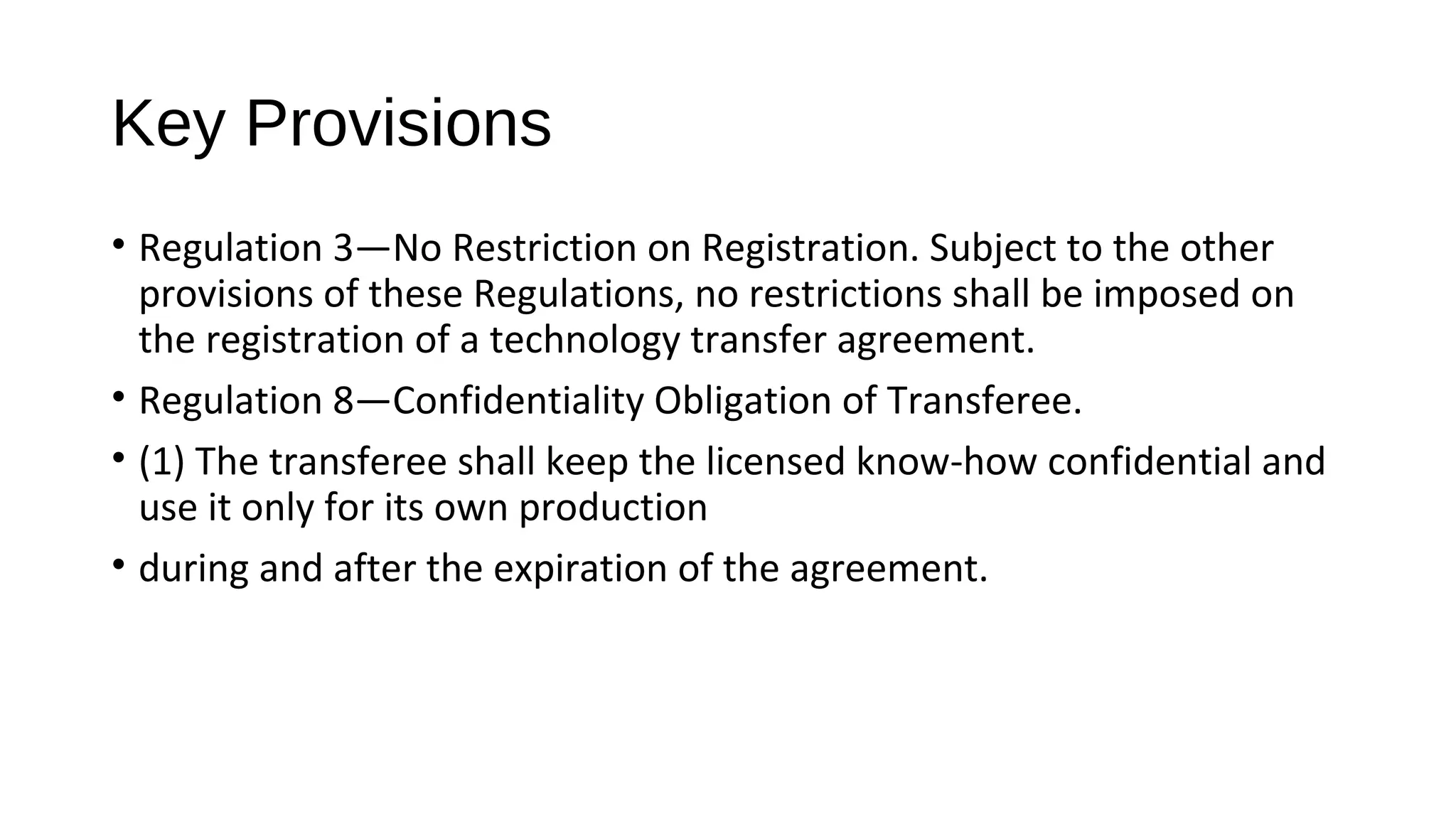 Technology Transfer Agreements - International Trade Law | PPT