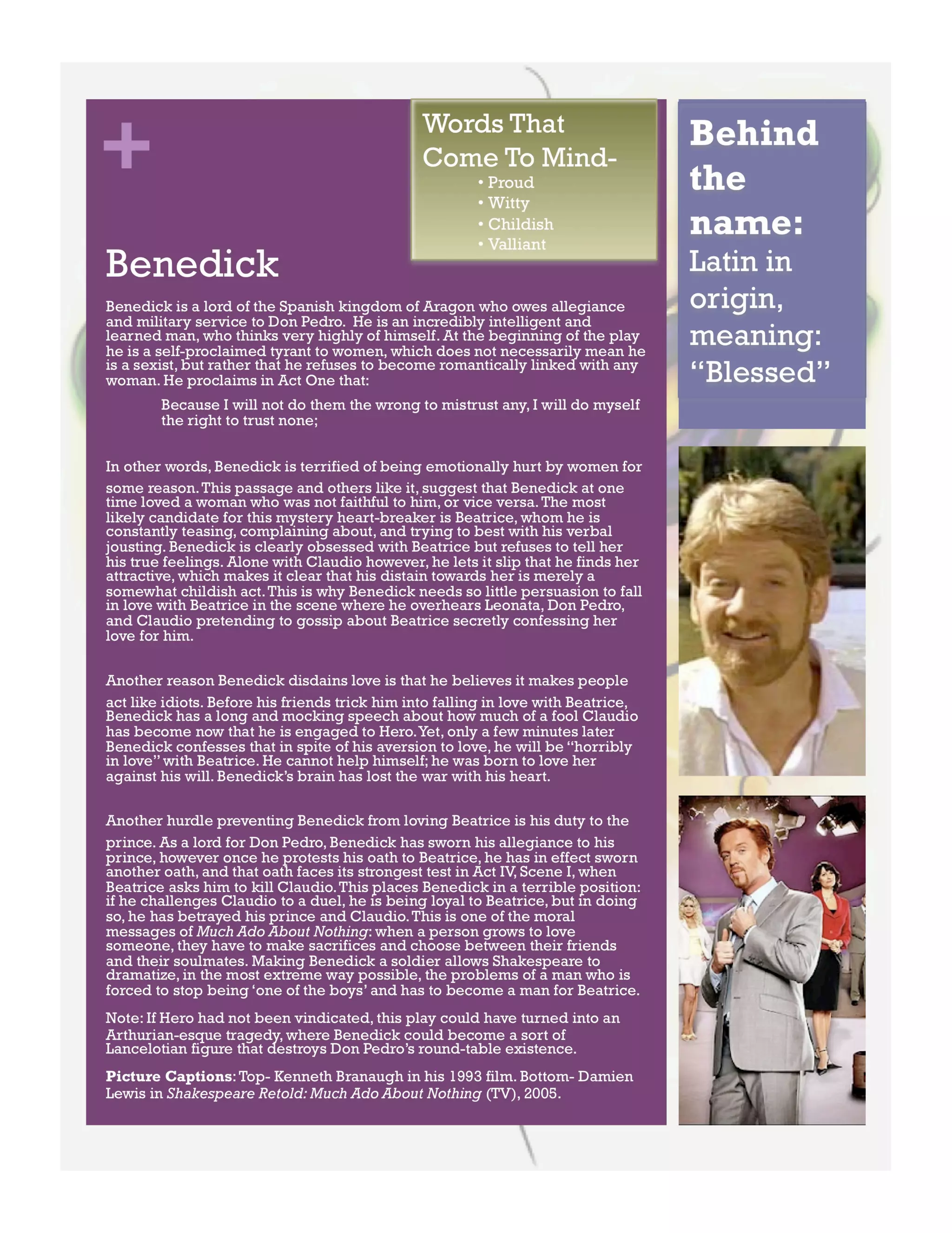 Much Ado About Nothing Character Packet