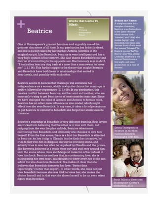 Much Ado About Nothing Character Packet