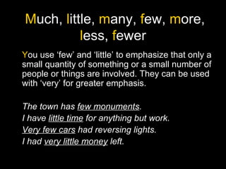 Few Times Much, Little, Many, Few, More, Less, Fewer | PPT