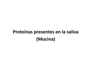 Proteínas presentes en la saliva
(Mucina)
 