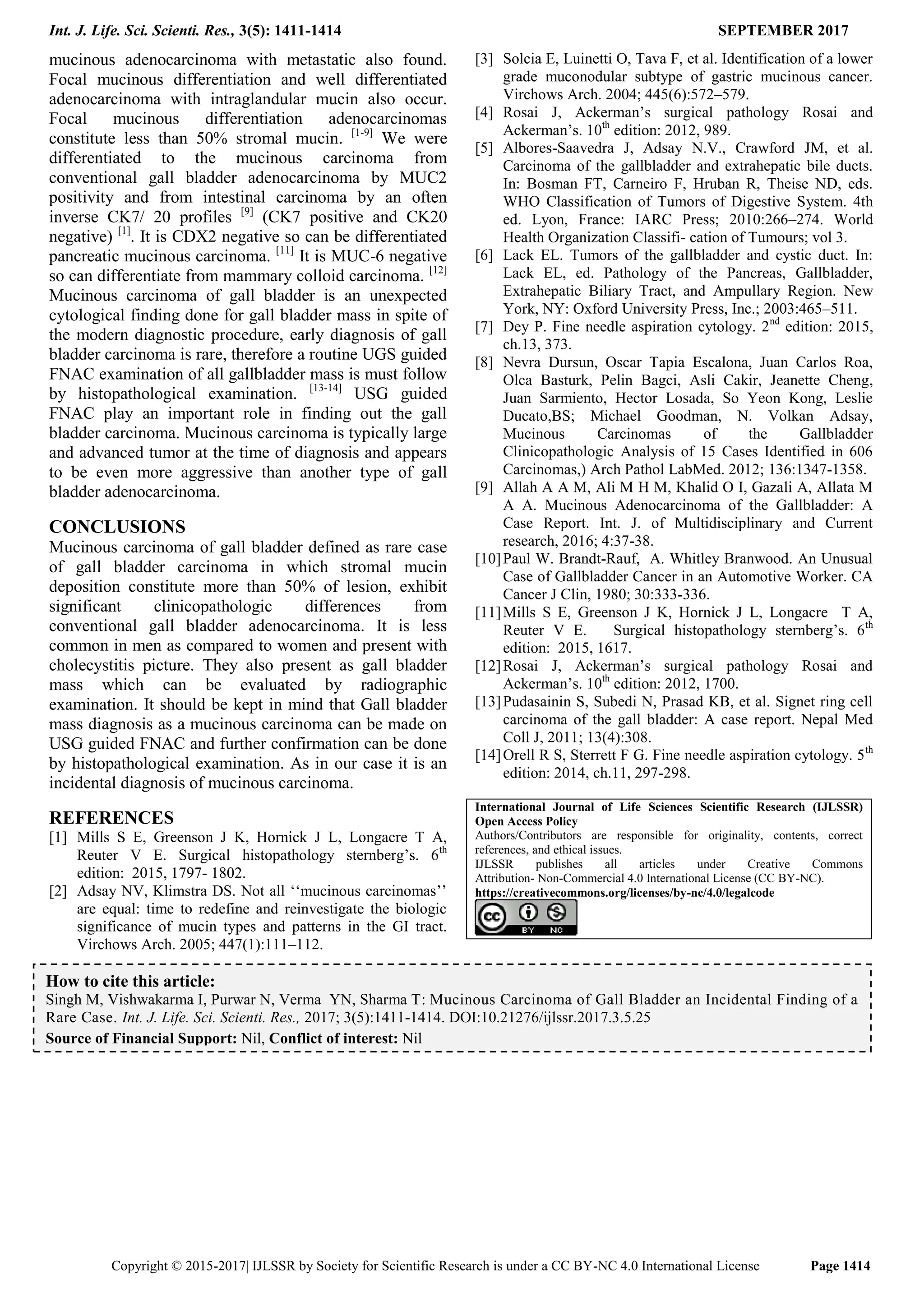 Mucinous Carcinoma of Gall Bladder an Incidental Finding of a Rare Case ...