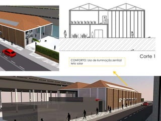 Corte 1 
CONFORTO: Uso de iluminação zenital/ 
teto solar 
 