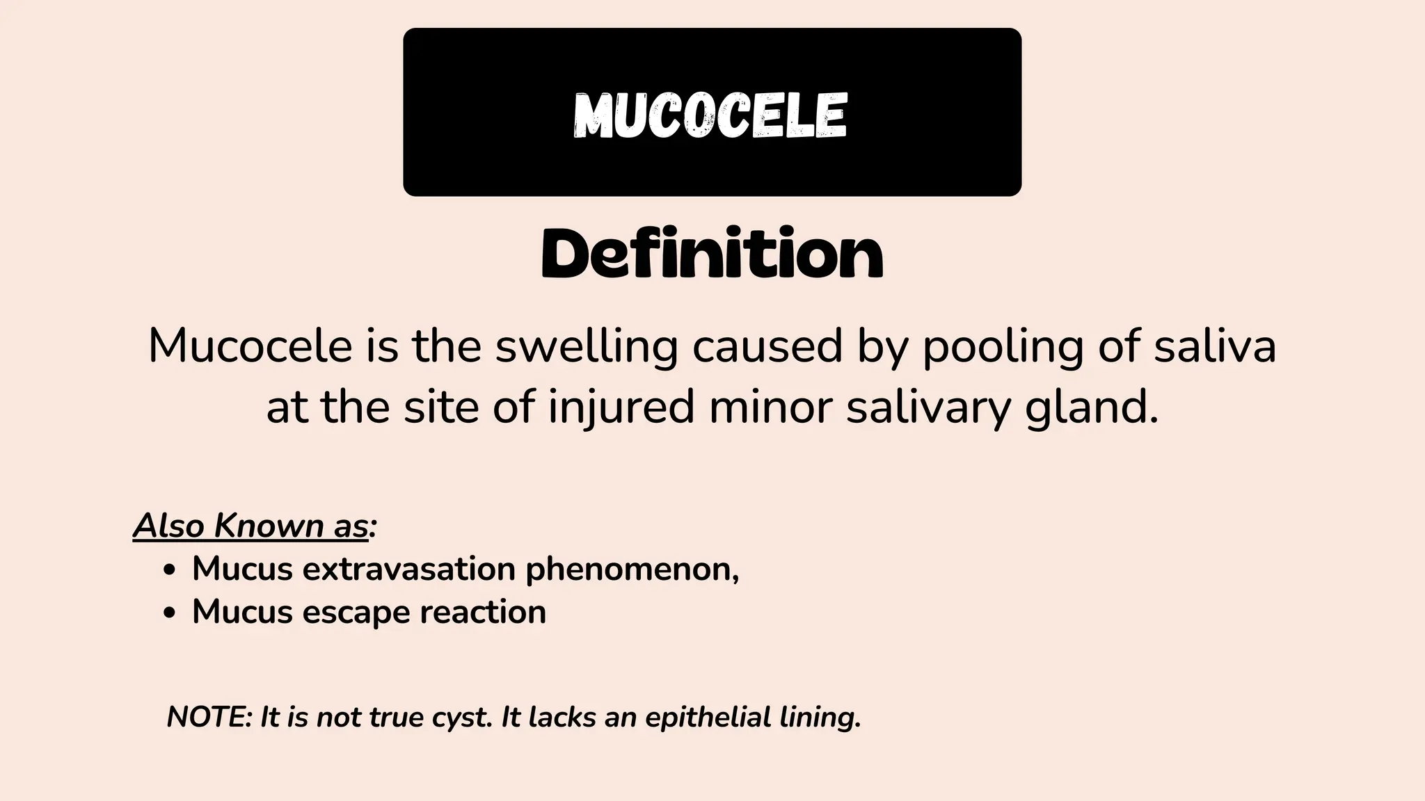 MUCOCELE & RANULA are mucous cyst of salivary gland | PDF