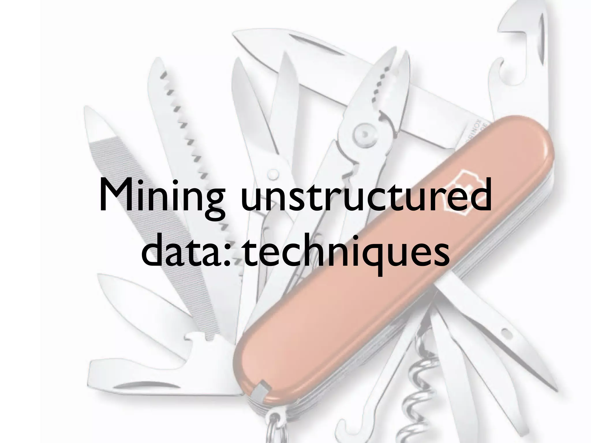 Mining unstructured
data: techniques
 