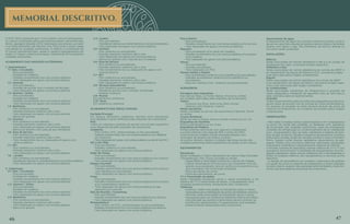 MEMORIAL DESCRITIVO.
O MUD 333 é composto por 1 (um) prédio, com um embasamen-
to comum constituído pelos pavimentos subsolo, semienterrado,
térreo, garagem elevada e PUC destinados aos acessos, ao lazer
e ao estacionamento de veículos com 102 (cento e duas) vagas
vinculadas às unidades autônomas. O edifício é constituído de
12 (doze) pavimentos-tipo, sendo 4 (quatro) apartamentos por
andar e 2 (duas) coberturas lineares, totalizando 50 (cinquenta)
unidades autônomas.
ACABAMENTO DAS UNIDADES AUTÔNOMAS:
1- Apartamentos:
1.1- Sala / Circulação:
- Piso porcelanato.
- Rodapé em madeira.
- Paredes revestimento liso com pintura plástica.
- Teto rebaixado em gesso com pintura plástica.
1.2- Varanda:
- Piso porcelanato.
- Paredes de acordo com o projeto de fachada.
- Teto rebaixado em gesso com pintura plástica.
1.3- Quartos / Suítes:
- Piso porcelanato.
- Rodapé em madeira.
- Paredes revestimento liso com pintura plástica.
- Teto rebaixado em gesso com pintura plástica.
1.4- Banheiros:
- Piso cerâmica ou porcelanato.
- Paredes elemento cerâmico até o teto.
- Teto rebaixado em gesso com pintura plástica.
- Banca em granito.
1.5- Cozinha:
- Piso cerâmica ou porcelanato.
- Paredes elemento cerâmico até o teto.
- Teto rebaixado em gesso com pintura plástica.
- Banca em granito com cuba de aço inoxidável.
1.6- Área de Serviço:
- Piso cerâmica ou porcelanato.
- Paredes elemento cerâmico até o teto.
- Teto revestimento liso ou rebaixado em gesso com
pintura plástica.
1.7- WC:
- Piso cerâmica ou porcelanato.
- Paredes elemento cerâmico até o teto.
- Teto rebaixado em gesso com pintura plástica.
1.8 – Lavabo:
- Piso cerâmica ou porcelanato.
- Paredes em textura ou revestimento liso com pintura plástica.
- Teto rebaixado em gesso com pintura plástica.
2- Coberturas:
2.1- Sala / Circulação:
- Piso porcelanato.
- Rodapé em madeira.
- Paredes revestimento liso com pintura plástica.
- Teto rebaixado em gesso com pintura plástica.
2.2- Quartos / Suítes:
- Piso porcelanato.
- Rodapé em madeira.
- Paredes revestimento liso com pintura plástica.
- Teto rebaixado em gesso com pintura plástica.
2.3- Banheiros:
- Piso cerâmica ou porcelanato.
- Paredes elemento cerâmico até o teto.
- Teto rebaixado em gesso com pintura plástica.
- Banca em granito.
2.4- Lavabo:
- Piso porcelanato.
- Paredes em textura ou revestimento liso com pintura plástica.
- Teto rebaixado em gesso com pintura plástica.
2.5- Cozinha:
- Piso cerâmica ou porcelanato.
- Paredes elemento cerâmico até o teto.
- Teto rebaixado em gesso com pintura plástica.
- Banca em granito com cuba de aço inoxidável.
2.6- Área de Serviço:
- Piso cerâmica ou porcelanato.
- Paredes elemento cerâmico até o teto.
- Teto revestimento liso ou rebaixado em gesso com
pintura plástica.
2.7- WC:
- Piso cerâmica ou porcelanato.
- Paredes elemento cerâmico até o teto.
-Teto rebaixado em gesso com pintura plástica.
2.8- Terraços Descobertos:
- Piso cerâmica ou porcelanato.
- Parede de acordo com o projeto da fachada.
- Rodapé cerâmica.
2.9- Piscina:
Em elementos cerâmicos.
2.10- Deck:
Em madeira ou cerâmica.
ACABAMENTO DAS ÁREAS COMUNS:
Fachada Principal:
Em textura, elementos cerâmicos, alumínio e/ou alucobond,
FRPGHWDOKHVDVHUHPGH´QLGRVSHORDUTXLWHWRGDFRQVWUXWRUD
PUC:
7RGRVRVPDWHULDLVHSDGU}HVGHDFRUGRFRPSURMHWRHVSHFt´FR
a ser desenvolvido pelo arquiteto da construtora.
Academia:
- Piso vinílico, PVC, emborrachado ou em porcelanato.
- Paredes revestimento liso com pintura plástica com detalhes
em tijolinhos.
- Teto rebaixado em gesso com pintura plástica ou lambri de PVC.
WC e WC PNE:
- Piso porcelanato.
- Paredes cerâmica ou porcelanato.
- Teto rebaixado em gesso com pintura plástica.
Salão de Festas:
- Piso porcelanato.
- Paredes revestimento liso com pintura plástica e/ou textura.
- Teto rebaixado em gesso com pintura plástica.
Espaço Gourmet:
- Piso porcelanato.
- Paredes revestimento liso com pintura plástica e/ou textura,
com detalhes em porcelanato.
- Teto rebaixado em gesso com pintura plástica.
Copa:
- Piso porcelanato.
- Paredes revestimento liso com pintura plástica e/ou textura
e/ou revestimento cerâmico.
- Teto rebaixado em gesso com pintura plástica ou laje
aparente com pintura.
Sala de Reunião / Coworking:
- Piso porcelanato.
- Paredes revestimento liso com pintura plástica e/ou textura.
- Teto rebaixado em gesso com pintura plástica.
Brinquedoteca:
- Piso vinílico, em PVC, emborrachado ou em porcelanato.
- Paredes revestimento liso com pintura plástica e/ou textura.
- Teto rebaixado em gesso com pintura plástica.
Play Coberto:
- Piso porcelanato.
- Paredes revestimento liso com pintura plástica e/ou textura.
- Teto rebaixado em gesso com pintura plástica.
Repouso:
- Piso porcelanato e/ou deck em madeira.
- Paredes revestimento liso com pintura plástica e/ou textura
e/ou madeira.
- Teto rebaixado em gesso com pintura plástica.
Sauna:
- Piso porcelanato.
- Paredes porcelanato.
- Teto rebaixado em PVC.
Piscina Adulto e Infantil:
- Piso revestimento cerâmico e/ou pastilha e/ou porcelanato.
- Paredes revestimento cerâmico e/ou pastilha e/ou
porcelanato.
- Deck em madeira, PVC, cerâmica ou policarbonato.
ACESSÓRIOS:
Ferragens para esquadrias:
Das marcas Haga, La Fonte, Papaiz, Arouca ou similar,
em modelos aprovados pelo arquiteto da construtora.
Vidros:
- Externos liso 3mm, 4mm e/ou 6mm incolor.
- Internos vidro fantasia / outros.
Metais Sanitários:
Serão cromados ou em cor da marca Deca, Fabrimar, Docol
ou similar.
Louças Sanitárias:
Serão da marca Incepa, Deca ou similar, branca ou em cor.
Esquadrias de Alumínio:
Pintura eletrostática na cor cinza.
Esquadrias de Madeira:
Portas externas semi-ocas com capa em compensado
e portas internas com capa de HDF e miolo em MSO.
Guarnições em madeira sendo utilizadas aduelas com
arremates de alizares em ambos os lados.
As portas, alizares, caixões e rodapés das áreas sociais das
unidades autônomas terão acabamento encerado ou em pintura.
EQUIPAMENTOS:
Elevadores:
Serão instalados 2 (dois) elevadores da marca Atlas Schindler,
ThyssenKrupp, Otis, Orona, Hyundai ou similar.
- Capacidade e velocidade conforme o cálculo de tráfego.
- Cabine revestida em fórmica e/ou aço inoxidável. Piso em
granito ou porcelanato, teto em acrílico e/ou alumínio e/ou
aço inoxidável com iluminação embutida.
- Porta da cabine, de correr.
- Porta dos pavimentos, de correr.
TV e Transmissão de dados:
Serão instaladas tubulações secas e caixas necessárias a um
sistema de TV e transmissão de dados. O equipamento será
instalado posteriormente, diretamente pelo condomínio.
Telefones:
- Externos: serão executadas as tubulações secas e caixas
necessárias para a distribuição de pontos de telefones externos.
- Internos: serão executadas as tubulações secas e caixas
necessárias para um sistema de telefonia interna do prédio,
com previsão da central no pavimento térreo e pontos na
cozinha dos apartamentos. O equipamento será instalado
posteriormente diretamente pelo condomínio.
Aquecimento de água:
O aquecimento de água nas cozinhas, banheiros sociais, suítes e
de serviço será feito através de sistema central coletivo de boilers
solares com apoio a gás. Nos banheiros de serviço apenas os
chuveiros serão aquecidos.
INSTALAÇÕES:
Elétrica:
Serão executadas em estrita obediência à NB-3 e ao código de
LQVWDODo}HVHPYLJRUFRQVRDQWHSURMHWRHVSHFt´FR
Hidráulica e Gás:
Serão executadas em estrita obediência às normas da ABNT e
ao regulamento da Águas de Niterói e CEG, consoante projeto
a ser aprovado pelos órgãos competentes.
Esgoto:
Serão executados em estrita obediência às normas da ABNT
e ao regulamento da Águas de Niterói, consoante projeto espe-
Ft´FRDVHUDSURYDGRSHORyUJmRFRPSHWHQWH
Ar condicionado:
Serão executadas tubulações de infraestrutura e previsão de
carga adequada à instalação de aparelhos tipo air split para a
sala, varanda e para os quartos/suítes.
Incêndio:
Todos os pavimentos serão providos de mangueira acondiciona-
da em caixa, de acordo com as normas do Corpo de Bombeiros.
Os acessos às escadas se farão sempre através de porta de
material incombustível, em modelos aprovados pelos órgãos
competentes.
OBSERVAÇÕES:
1mRHVWmRLQFOXtGDVQHVWDVHVSHFL´FDo}HVHHPFRQVHTXrQFLD
no preço de venda das unidades, as despesas com: aparelhos
de iluminação das unidades autônomas; luzes de emergência;
unidades de refrigeração ou condicionamento de ar; instalações
e/ou equipamentos tipo air-split; medidores e bateria de boti-
jões de gás; armários, blindex e espelhos de banheiros; armários
embutidos; grades; gradil da calçada, portões e seus comandos;
´OWURVIRJ}HVFRLIDVIUHH]HUJHODGHLUDVDTXHFHGRUHVGHSDV-
sagem; boilers e/ou chuveiros elétricos; decoração; pergolado;
marcenaria; mobiliários e equipamentos; sistema de internet
e intranet, sistema de segurança, antena coletiva de TV e TV por
assinatura; fornecimento e instalação de equipamentos de ener-
gização (geradores, cabos, chaves, isoladores, etc.); churrasqueiras; e
todos os projetos relativos aos equipamentos e serviços acima
descritos.
- A adoção de equivalência nos modelos, a alternativa de padrões
e a opção de cores ou materiais de acabamento a serem utilizados
na obra, mesmo quando não expressamente declarados neste me-
morial, são prerrogativas exclusivas da construtora.
46 47
 