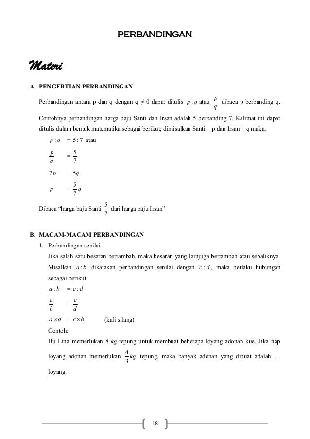 Contoh Soal Perbandingan Bertingkat Matematika Smp Kelas 9