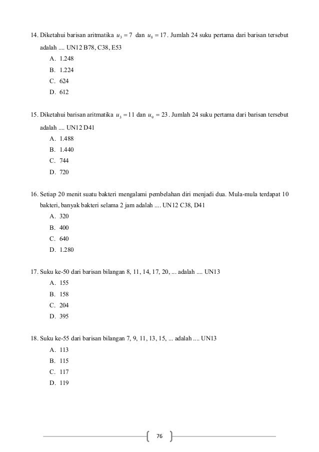 Soal UN Matematika SMP Tahun 2014 dan Pembahasannya
