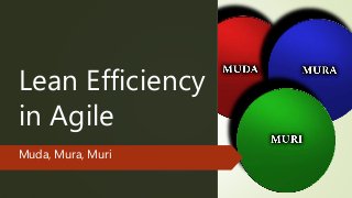 Lean Efficiency
in Agile
Muda, Mura, Muri
 