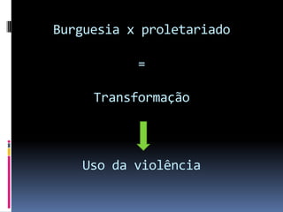 Burguesia x proletariado

           =

     Transformação



   Uso da violência
 