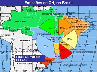 Total: 9,4 milhões de t CH 4 Emissões de CH 4  no Brasil 
