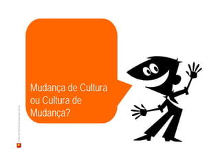 Mudança de Cultura
                                      ou Cultura de
Ponto de Referência |www.pdr.com.br




                                      Mudança?
 
