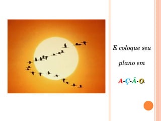 E coloque seu plano em A - Ç - Ã - O . 