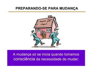 A mudança só se inicia quando tomamos
consciência da necessidade de mudar;
PREPARANDO-SE PARA MUDANÇA
 