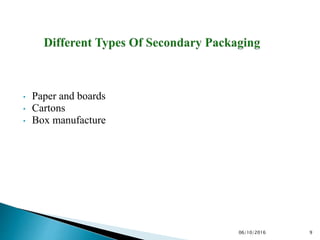 • Paper and boards
• Cartons
• Box manufacture
906/10/2016
 