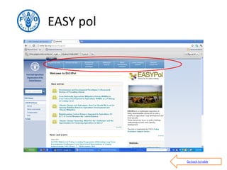 FAO's products, databases and tools on food security
