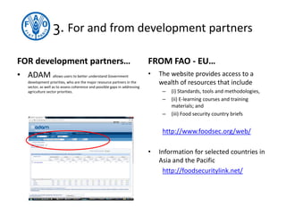 FAO's products, databases and tools on food security