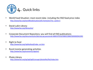 FAO's products, databases and tools on food security