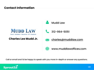 www.muddlawoffices.com
Charles Lee Mudd Jr.
Call or email and I'd be happy to speak with you more in-depth or answer any questions.
Contact Information
140
Mudd Law
312-964-5051
charles@muddlaw.com
 