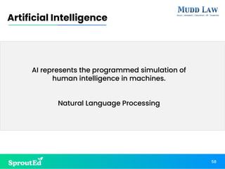 58
Artificial Intelligence
AI represents the programmed simulation of
human intelligence in machines.
Natural Language Processing
 