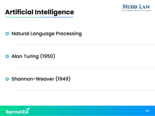 Natural Language Processing
Alan Turing (1950)
Shannon-Weaver (1949)
60
Artificial Intelligence
 