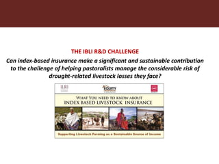 Incubating a promising financial solution for the drylands: Toward sustainable index-based livestock insurance (IBLI) for pastoralists