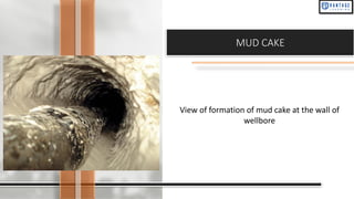 MUD CAKE
View of formation of mud cake at the wall of
wellbore
 