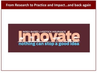 Sustainable livestock insurance for pastoralists: From research to practice and impact