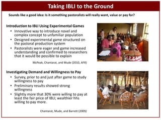 Sustainable livestock insurance for pastoralists: From research to practice and impact