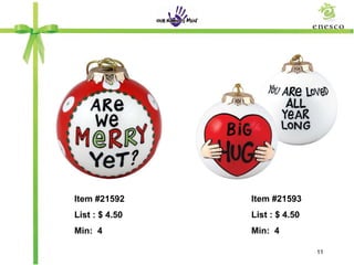 Item #21592     Item #21593
List : $ 4.50   List : $ 4.50
Min: 4          Min: 4

                                11
 