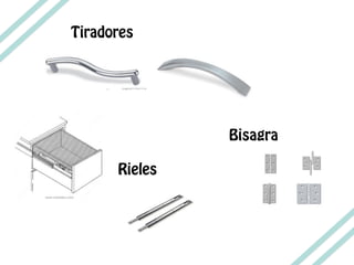 Tiradores
Rieles
Bisagra