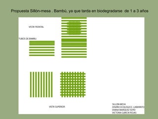 Propuesta Sillón-mesa . Bambú, ya que tarda en biodegradarse de 1 a 3 años