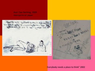 And I See Nothing, 2009
monoprint on paper




                          Everybody needs a place to think" 2002
 