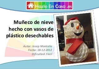 Muñeco de nieve
 hecho con vasos de
plástico desechables
       Autor: Josep Montolio
          Fecha: 18-12-2012
              Dificultad: Fácil
 