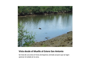 Vista desde el Muelle al Estero San Antonio Se trata de una vista en horas de bajamar, tomada así para que se logre apreciar el calado en la zona. 
