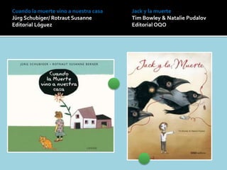Cuando la muerte vino a nuestra casa
Jürg Schubiger/ Rotraut Susanne
Editorial Lóguez
Jack y la muerte
Tim Bowley & Natalie Pudalov
Editorial OQO
 