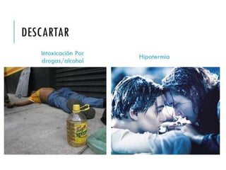 DESCARTAR 
Intoxicación Por 
drogas/alcohol 
Hipotermia 
 