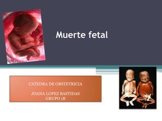 Muerte fetal
Cátedra de obstetricia
CATEDRA DE OBSTETRICIA
JOANA LOPEZ BASTIDAS
GRUPO 1B
 