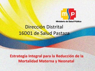 Dirección Distrital
16D01 de Salud Pastaza
Estrategia Integral para la Reducción de la
Mortalidad Materna y Neonatal
 