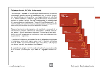 Fichas de ejemplo del Taller de Lenguaje:

   Los cuadernos de Lenguaje son especíﬁcos para el entrenamiento de la capacid...