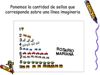 Ponemos la cantidad de sellos que corresponde sobre una línea imaginaria 