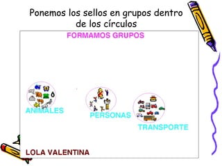 Ponemos los sellos en grupos dentro de los círculos 