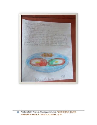 23 Ana Elena Saénz Alvarado. Muestra gastronómica. “GASTRONOMÍA, CULTURA
INTANGIBLE & FAMILIA EN CÍRCULOS DE LECTURA” 2018
 
