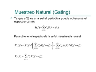 Ya que  s(t)  es una señal periódica puede obtenerse el espectro como:  Muestreo Natural (Gating) Para obtener el espectro de la señal muestreada natural 